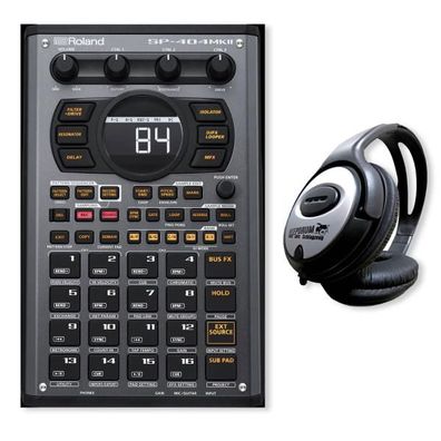 Roland Sampler SP-404 MKII mobiler Sequencer mit Kopfhörer