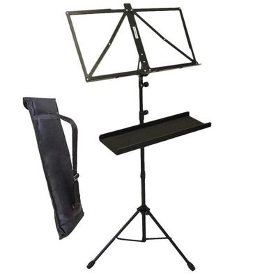 keepdrum Notenständer Schwarz MUS3BK mit K-M 12218 Ablage