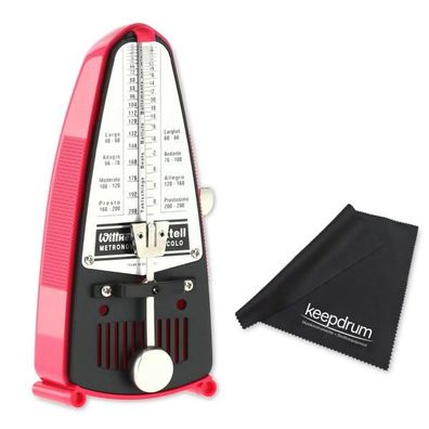 Wittner Metronom Taktell Piccolo mechanisch Dunkelrosa mit Tuch