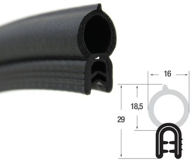DO25 - EPDM Kantenschutz Dichtungs Profil Gummi Dichtung oben - Klemmbereich 1,0 - 2,