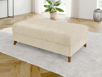 Trygve - Hocker mit Braun Holzfüßen im skandinavischen Stil aus Chenille-Stoff