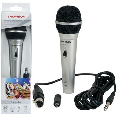 Thomson Dynamisches Mikrofon kabelgebunden 3m Kabel XLR Klinke Karaoke Party DJ