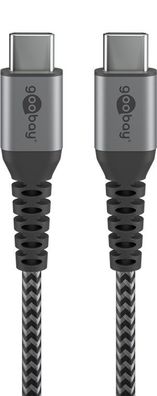 goobay Textilkabel mit Metallsteckern USB-C auf USB-C space grau/silber 0,5 m (1er So