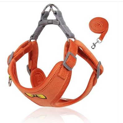 Topmast Weiches Plüsch-Hundegeschirr + Leine - Komfort - orange