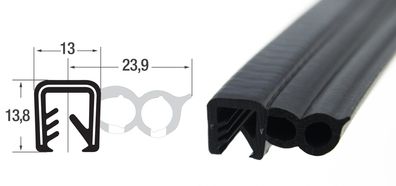 DS20 - EPDM Kantenschutz Dichtungs Profil Gummi Dichtung seitlich - Klemmbereich 5