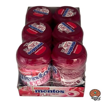 Mentos Pure Fresh Kirsche, Kaugummi, zuckerfrei, 6x 67,9g Dose