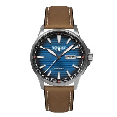 Bauhaus Aviation 2862-3 Automatik, Day-Date, Saphirgas, Titan Herrenuhr