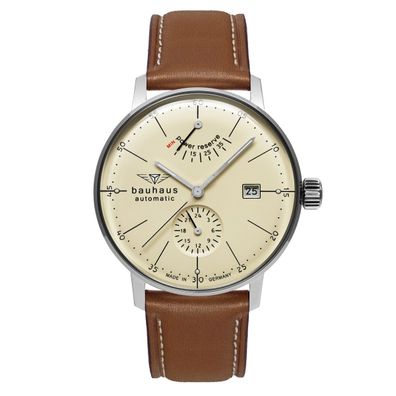 Bauhaus Aviation 2060-5 Herrenuhr Automatik mit Gangreserve und Lederarmband