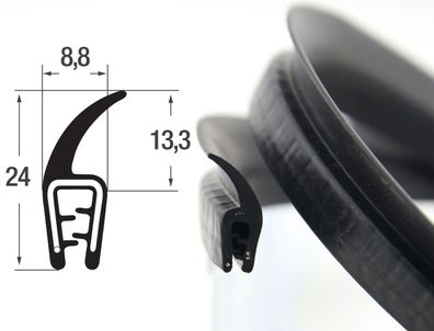 DF3 - EPDM Kantenschutz Dichtungs Fahnen Profil Gummi Dichtung - Klemmbereich 1-2,5 m