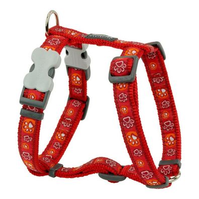 Hundegeschirr Red Dingo Style Rot Tierischer Fußabdruck 30-48 cm
