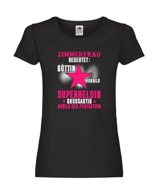 Superheldin: Zimmerfrau | Humor | Holzbau | Handwerkerin Damen Shirt Schwarz