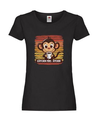Käffchen fürs Äffchen | Kaffeetrinker | Affe Damen Shirt Schwarz