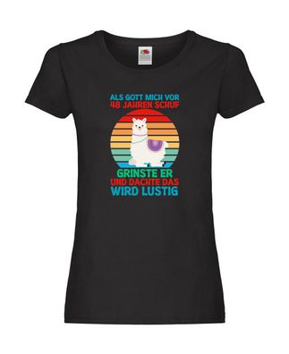 48. Geburtstag | 48 Jahre | Gut Schuf mich | Lama Damen Shirt Schwarz