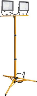 goobay LED-Baustrahler mit Teleskopstativ, 2 x 50 W mit insgesamt 8500 lm und kaltwei