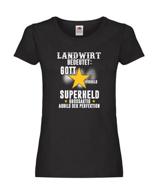 Superheld: Landwirt | Spruch | Bauer | Landwirtschaft lustig Damen Shirt Schwarz