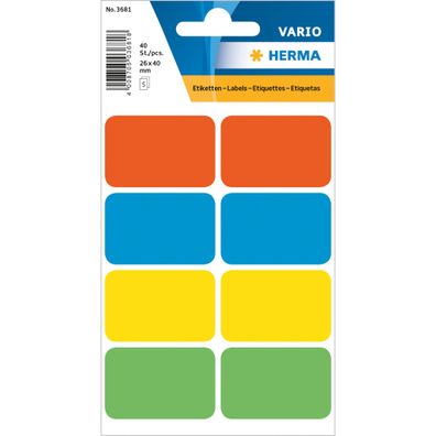 Herma Vielzwecketiketten permanent 26 x 40 mm farbig sortiert 40 Etik