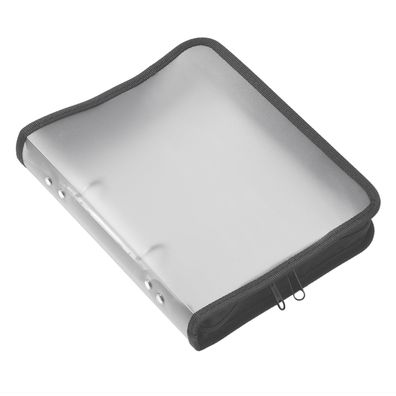FSY Reißverschluss-Portfolio, A5, PP farblos transluzent, 2-Ring-Mechanik, Zip schwar