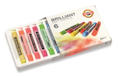 KOH Pastellkreide rund weich 6er Pack neon-brillant fluor