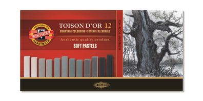 KOH Pastellkreide eckig Soft 12er Pack Grautöne