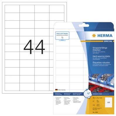 Herma Etiketten stark 48,3 x 25,4 mm Folie weiss 10 Bl 440 Etik
