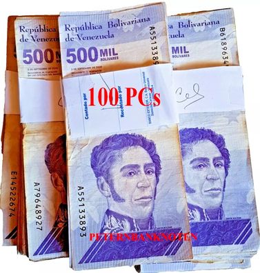Venezuela 100 X 500000 Bolivares 2020# 61600#Gebraucht used.. LOT OF 100 PCs