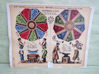 alte Bilderbogen Modellierbogen N°199 Berufe Schmied & Co Model-maker Ofenwärme