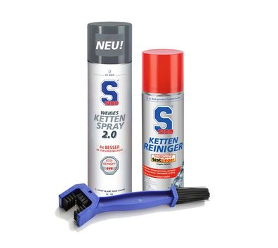 Dr. Wack S100 Kettenreiniger 300 ml + Weißes Kettenspray 2.0 400 ml + Reinigungsbürst
