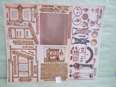 2 alte Aufstellbogen Modelierbogen Bastelbogen Kleiner Baumeister Metzger Fleischerei