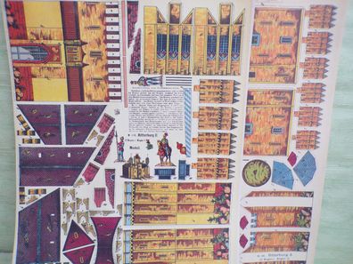 2 alte Aufstellbogen Modelierbogen Bastelbogen Ritterburg Verlag Julius Bagel Reprint