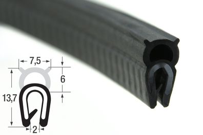 DO9 - TPE mit POM NIRO Kantenschutz Dichtungs Profil Gummi Dichtung oben - Klemmberei