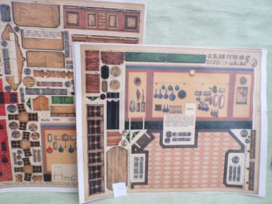 2 alte Aufstellbogen Modelierbogen Kleiner Baumeister Küche