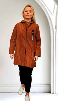 Italy 40 42 44 leichte Übergangsjacke Regenjacke Kapuze Taschen RV Schoko Braun