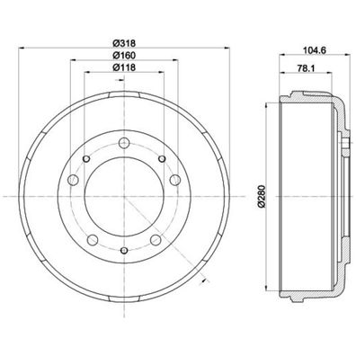 Hella PAGID 2x Bremstrommel Trommelbremse Hinten für Ford Transit MK5 V185 V185