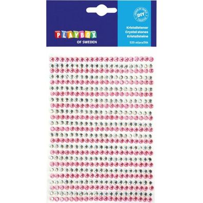 Playbox Kleber Strasssteine rosa und silber 525St