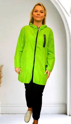 Italy 40 42 44 leichte Übergangsjacke Regenjacke Kapuze Taschen RV Hellgrün
