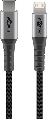 goobay Lightning auf USB-C Lade- und Synchronisations Vollmetall-Kabel schwarz/grau 1