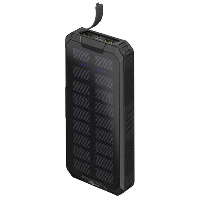 goobay Outdoor Schnelllade-Powerbank mit Solar 20.000 mAh USB-C PD, QC 3.0 schwarz (1