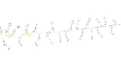 goobay 10er LED-Silberdraht-Lichterkette "Schneeflocken" mit Timer warmweiß 3000 K 1,