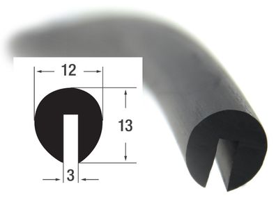 V9 Kantenschutz EPDM Vollgummi Gummiprofil Fassungsprofil Gummidichtung Keder U-Prof