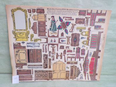 alte Modellir-Carton Modelierbogen n°80 Möbel Reprint Vintage Nostalgie