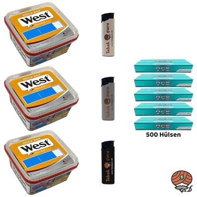 West Yellow Tabak Mega Box 3x 105g, OCB Menth. Hülsen + Zubehör