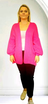 Italy Flair 48 50 52 weiche Oversize Strickjacke Grobstrick Jacke offen in Pink