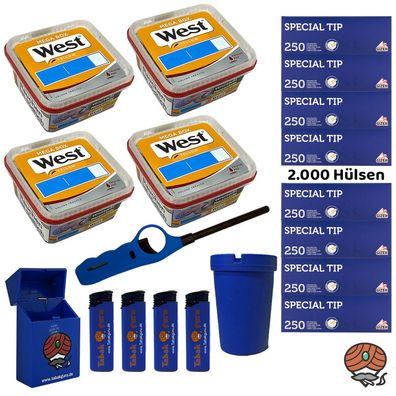 West Yellow Volumentabak Mega Box 4x 105g, Gizeh Special Tip Hülsen, Zubehör