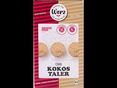Naturkornmühle Werz 6x Chia Kokos Taler, Reis Vollkornkekse, glutenfrei 125g