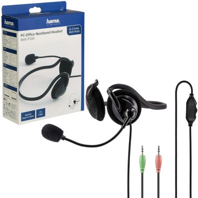 Hama Neckband Headset Nackenbügel 2x 3,5mm Stereo PC Kophörer mit Mikrofon Mikro