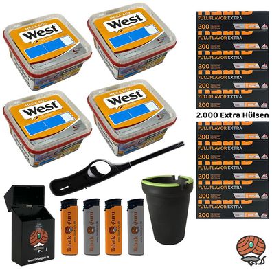 West Yellow Volumentabak Mega Box 4x 105g + 2000 Gizeh Full Fl. Extra Hülsen FZ