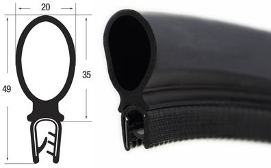 DO33 - PVC/ EPDM Kantenschutz Dichtungs Profil Gummi Dichtung oben - Klemmbereich 2