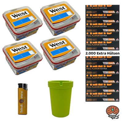 West Yellow Volumentabak Mega Box 4x 105g, Gizeh Full Flavor Extra Hülsen
