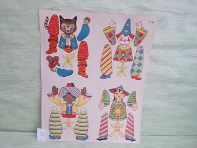 alte PV17 Pestalozzi Verlag Ziehfiguren Hampelmann Katze Clown