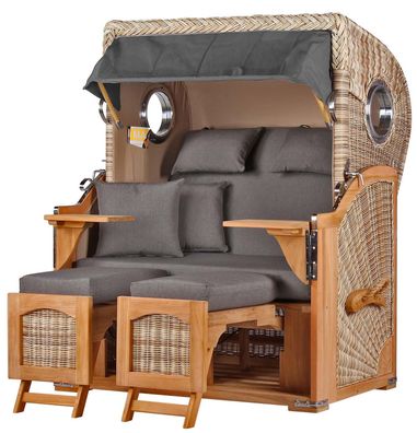 Strandkorb - bene living - Ammersee Teak Bullauge - PE shell - Modell 551 - inkl